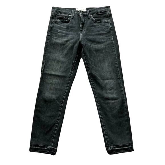 Nili Lotan Denim - Nili Lotan Jeans 25 Black Mid Rise Raw Hem Distressed Wash Ankle